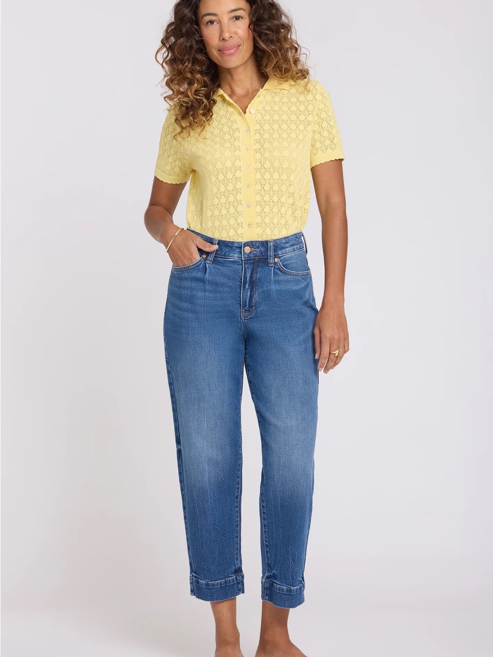 NYDJ The Carrot Ankle Jeans Women’s 10 Blue High Rise Tapered Crop Lift Tuck